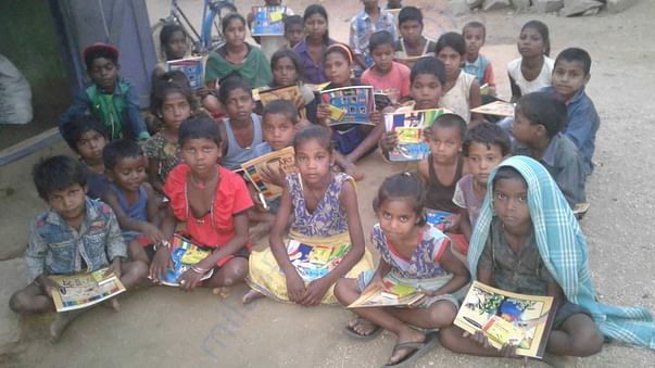 Distribution of books & crayons