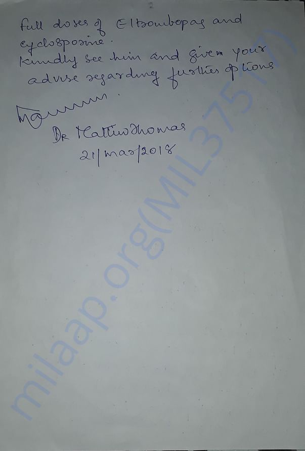 Reference Letter from KIMS to CMC Vellore