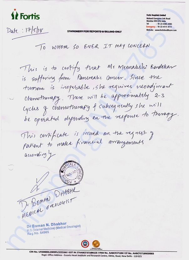 Dr. Dhabhar's Letter