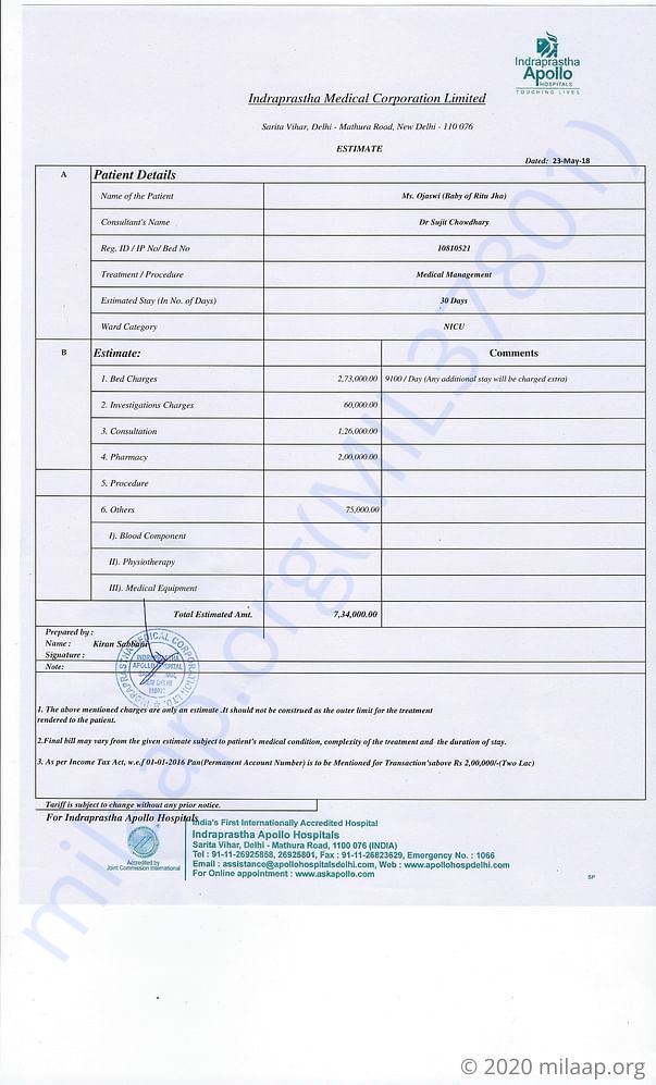 Estimation letter