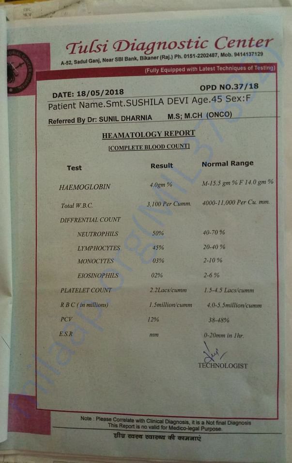 Haematology report