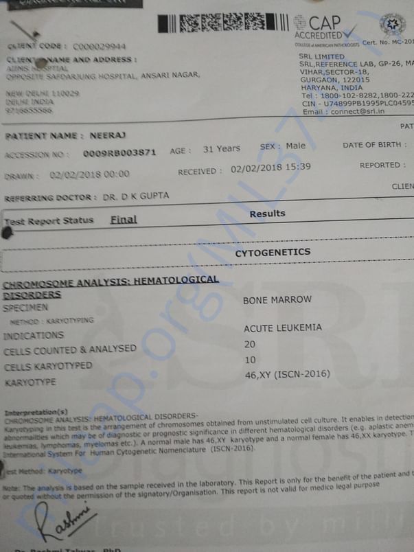 Bone marrow test