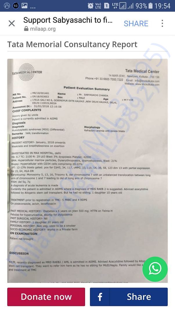 Initial report from Tata Cancer Hospital, Kolkata