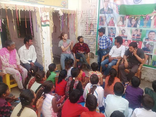 Children getting motivated by our president Dr. Rajesh Anuragi