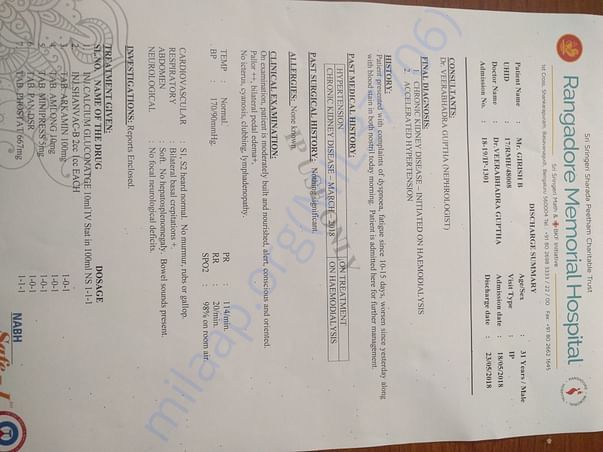 Attached document is the discharge summary