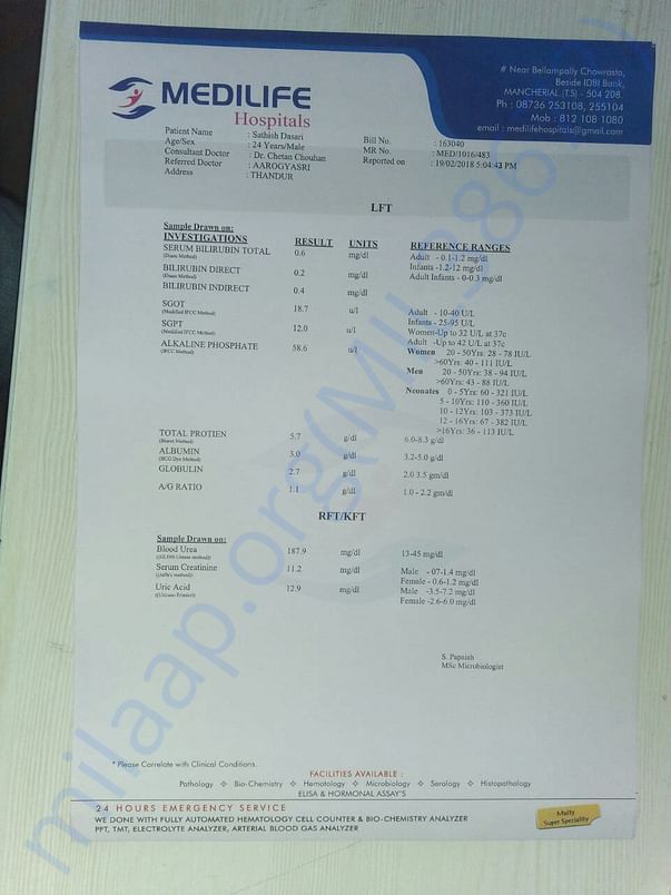 Kidney Function Test, Liver Function Test, Renal Function Test