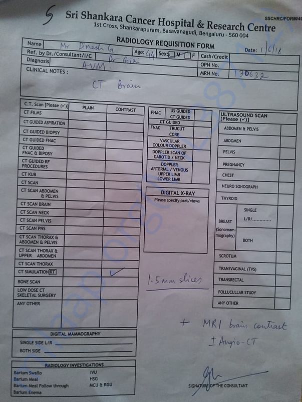 Radiology Requisition Form