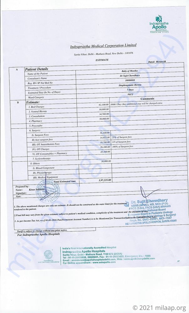 Estimation letter