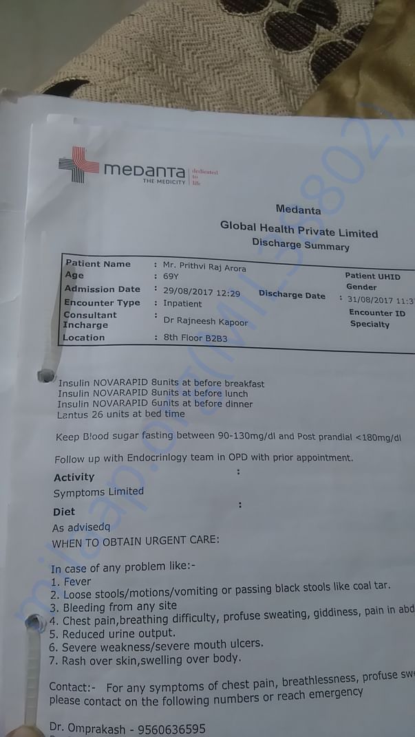 Later treated at Medanta.Discharge Summary from Medanta