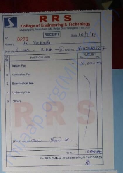 Fee receipt