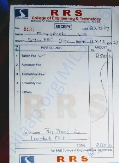 Fee receipt