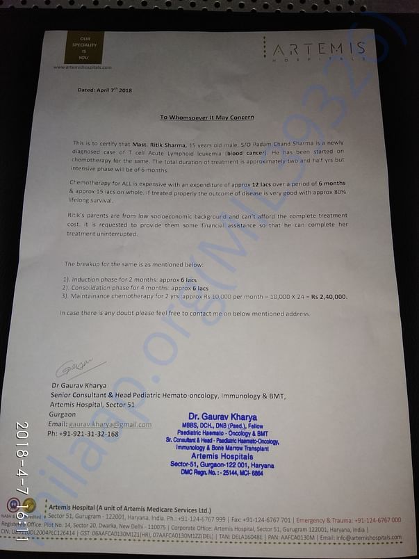Doctor's letter