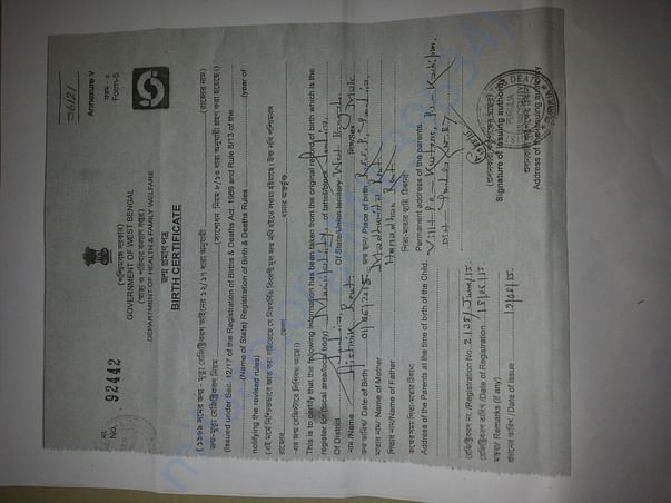 Birth certificate