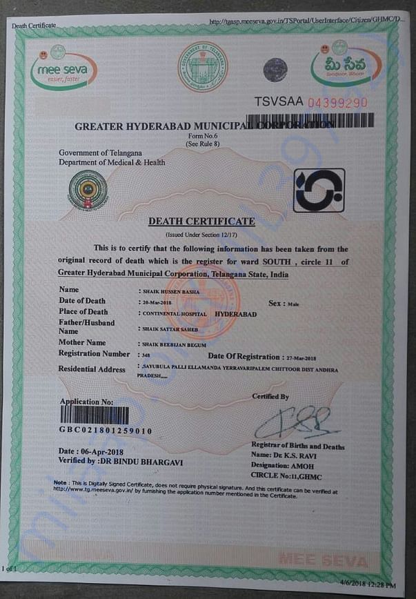 Death Certificate