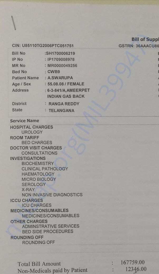 Bill attached for pulmonary treatment