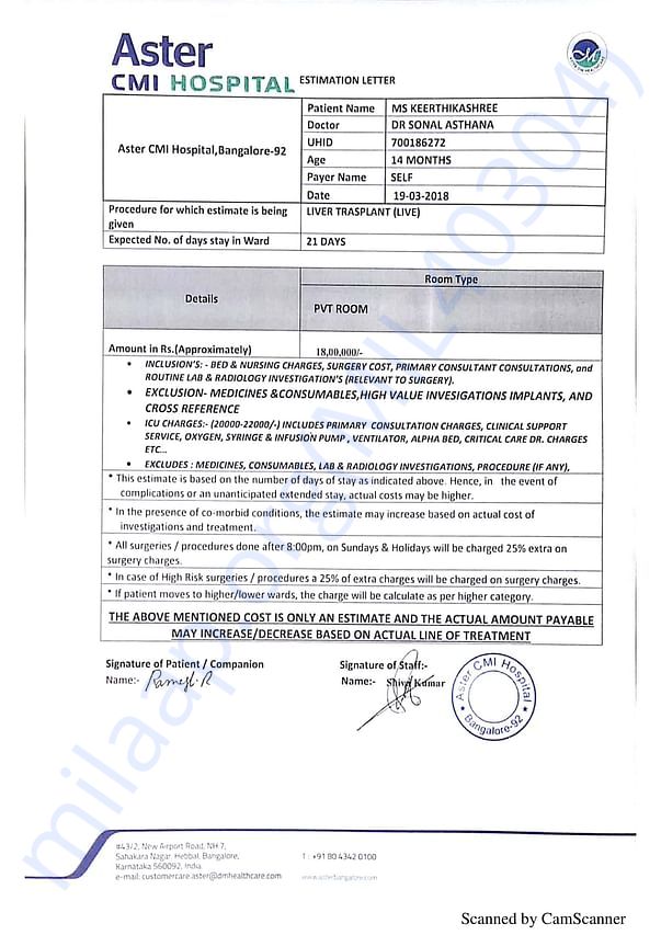Estimation letter