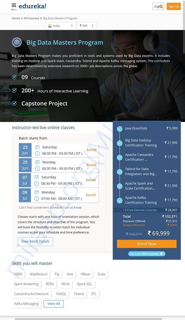 Masters in Big Data from Edureka