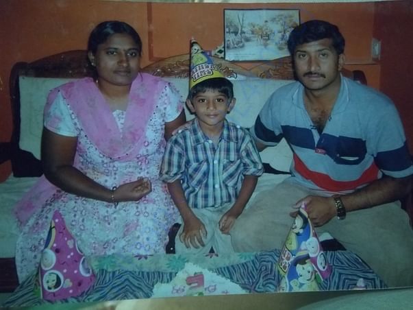 Master Diganth Birthday Photo along with his Parents