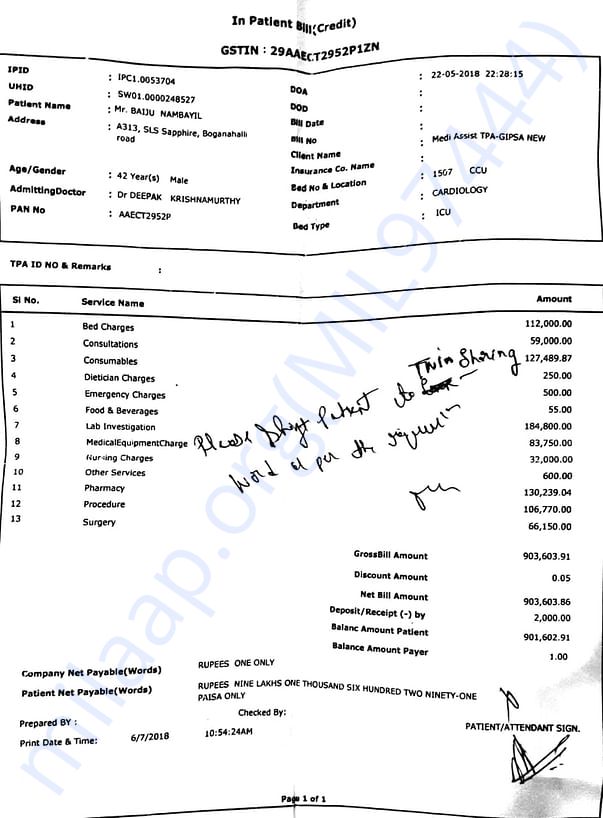 Hospitalization bills