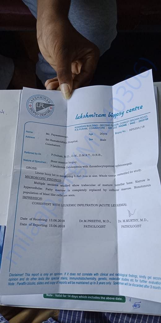 Blood cancer had been confirmed by the doctors