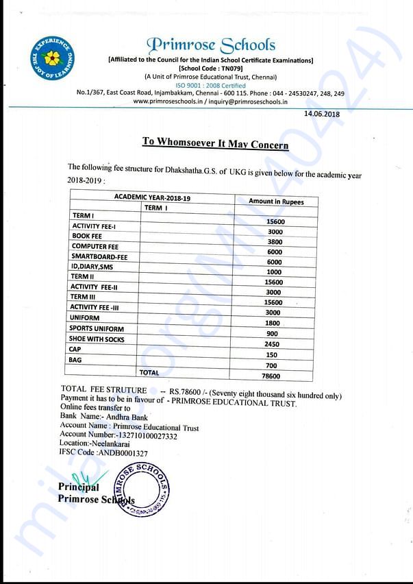 School fee letter