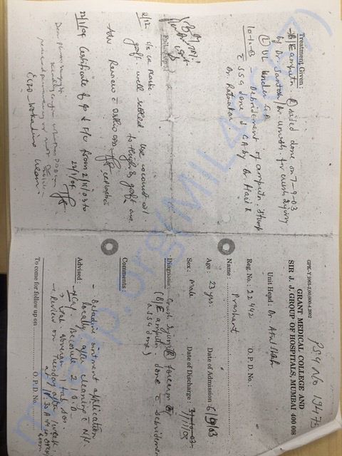 JJ hospital discharge card