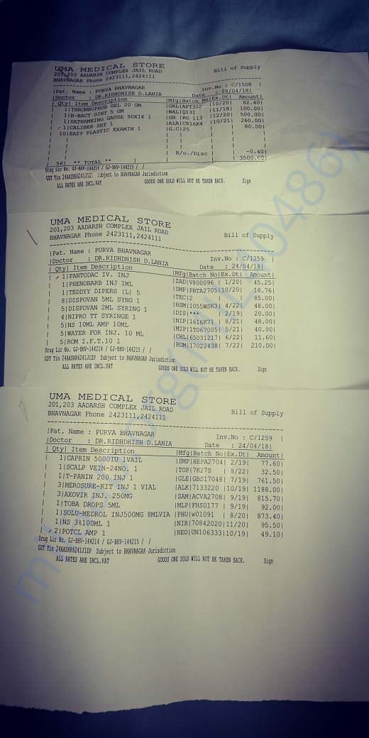 Medicine bills