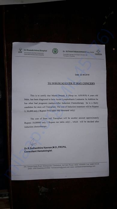 Certificate from doctor