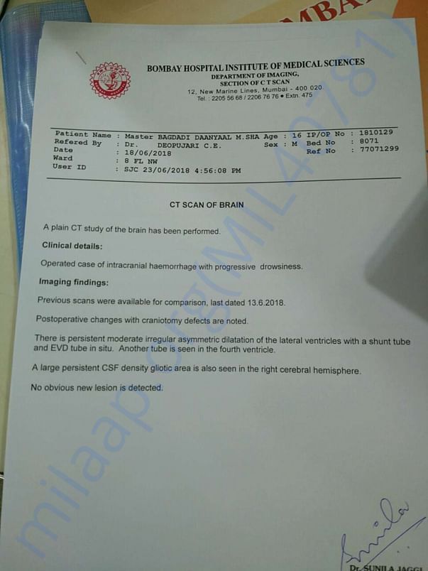 Daanyaal CT Scan dated 18-6-18