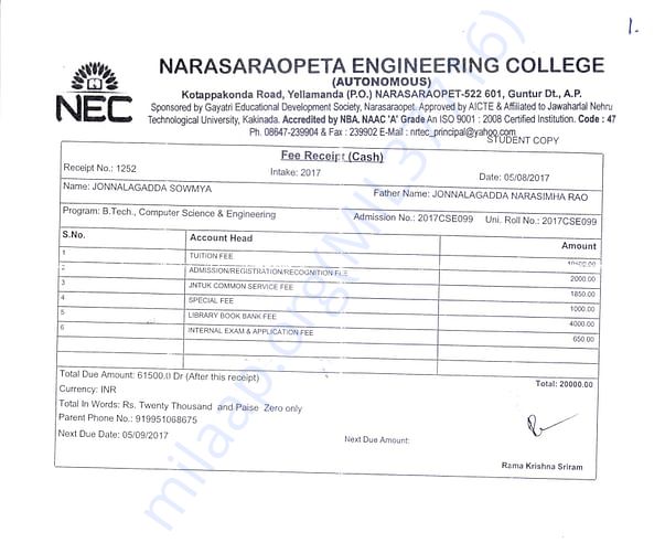 1st Year Fees Receipt -1