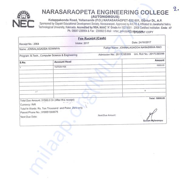 1st Year Fees Receipt -2