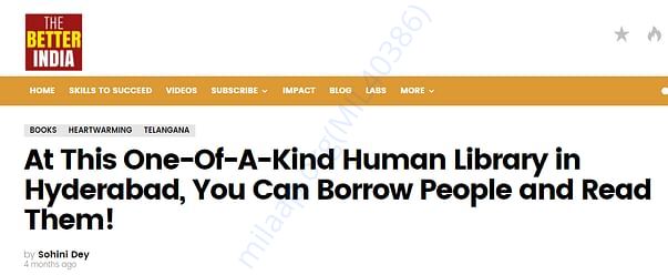 The Better India article on the Human Library Hyderabad
