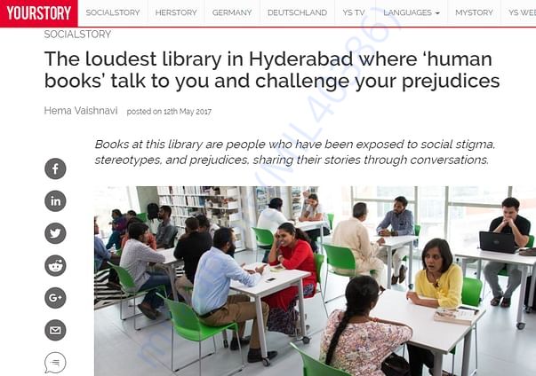 YourStory wrote about the Human Library Hyderabad