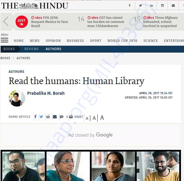 Human Library Hyderabad in The Hindu's Authors edition