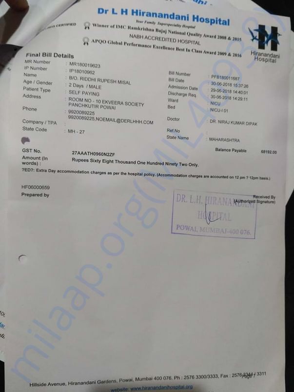 Hiranandani bill