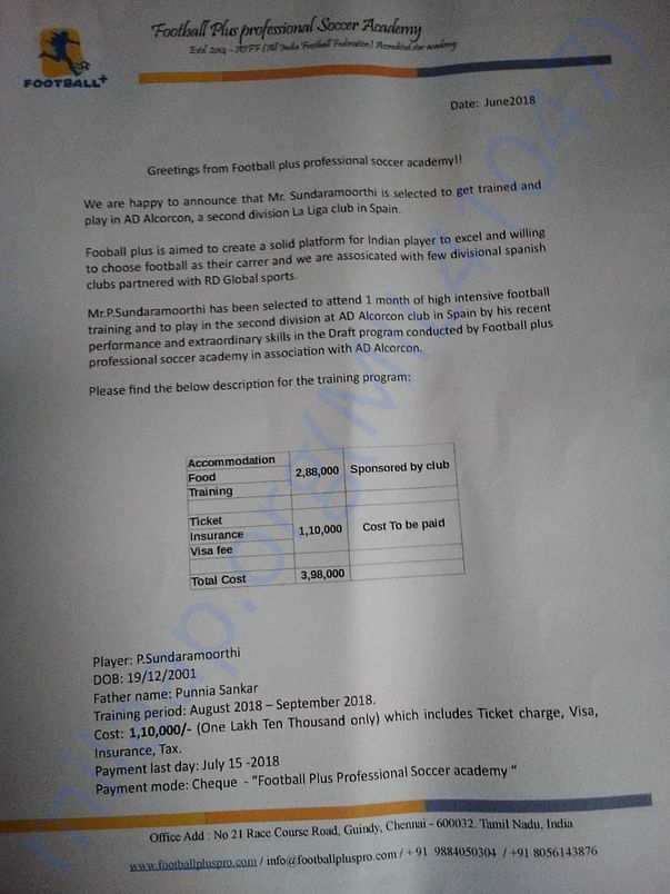 AD Alcorcon Letter Page 1