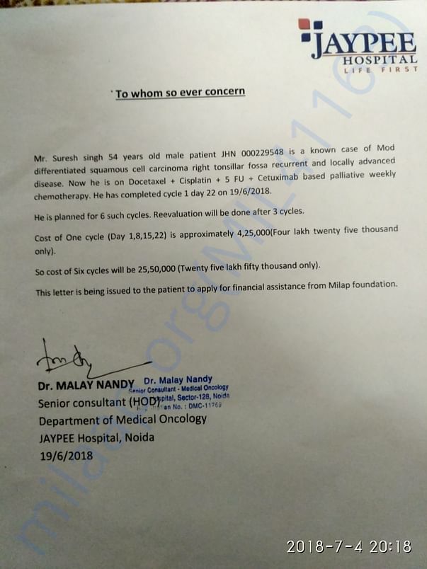 Need financial assistance for an amount of rupees twenty five lakh