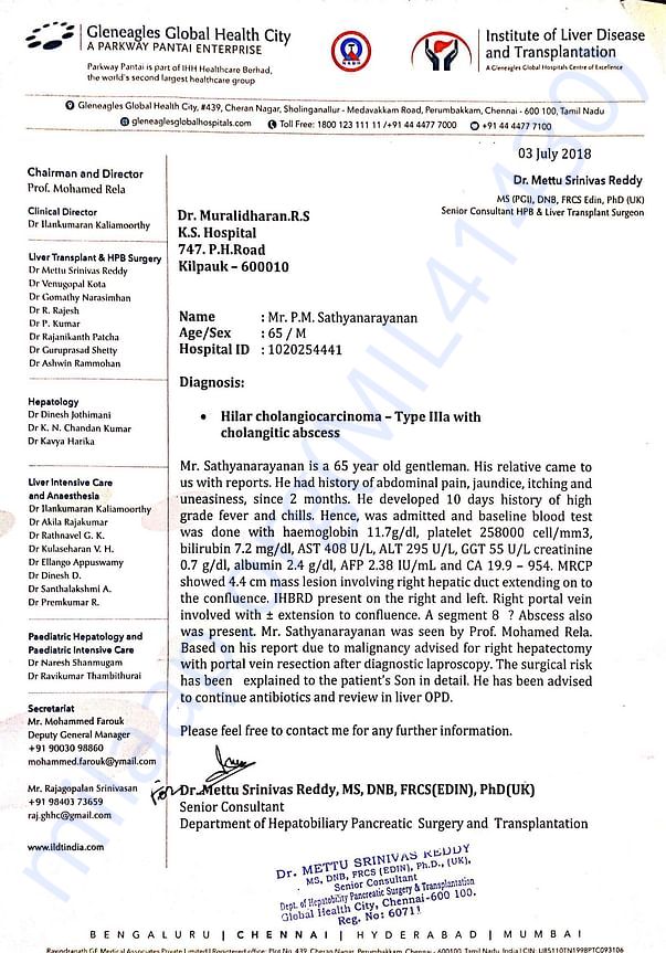 Cancer Diagnosis letter