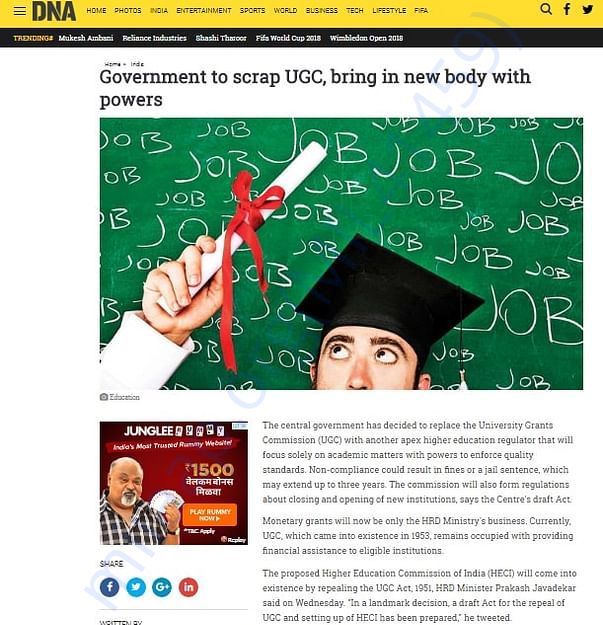 Status of UGC and higher education quality crisis in India
