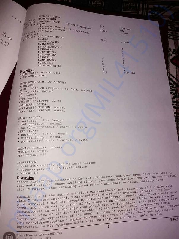 Treatment expenses and details
