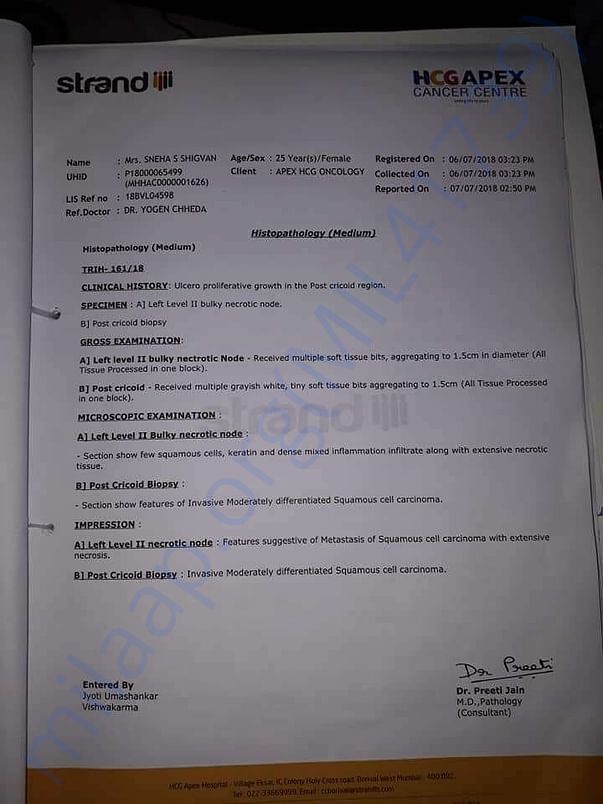 Cancer test Report