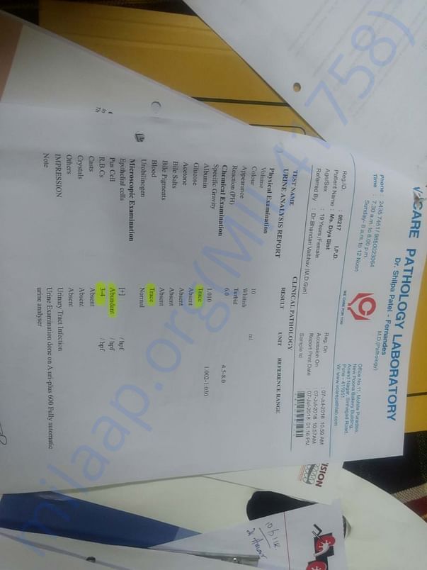 Diya's urine_test report