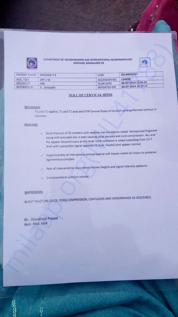 MRI Report 2014, when accident happend
