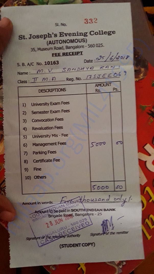 Fee receipt of this year. I paid 5000.I need to pay 43 k