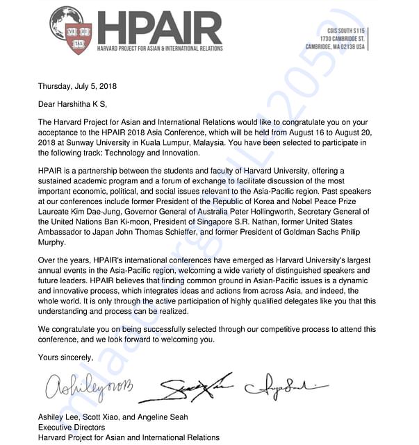 Acceptance Letter