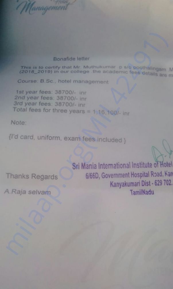 Fees structure
