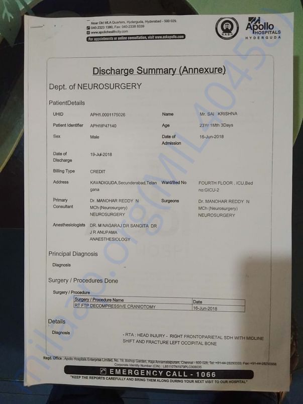 Discharge summery from apollo