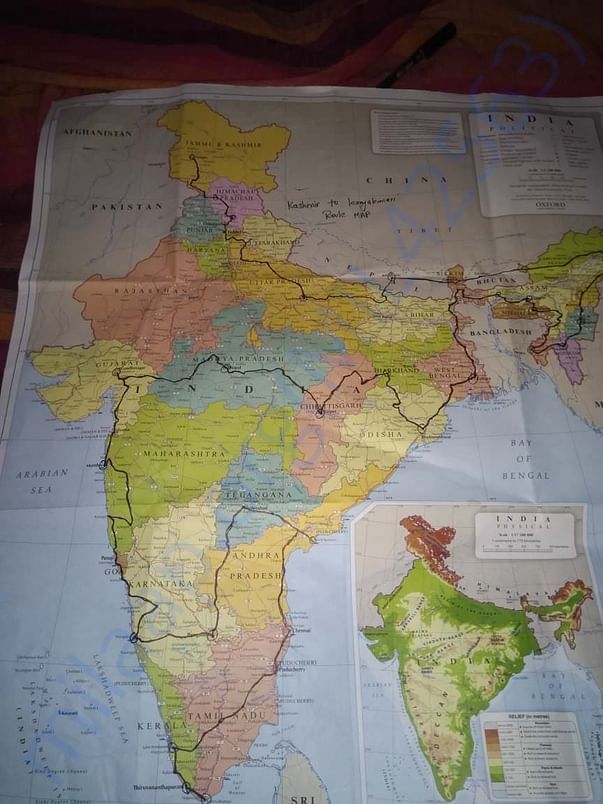 Map of his journey