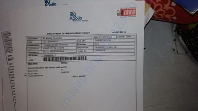Appolo specialty hospital Receipt.
