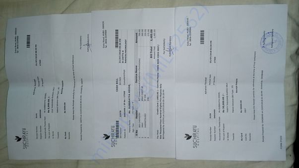 Advance payment towards ICU admission.in SUCHIRAYU Hospital Hubli.